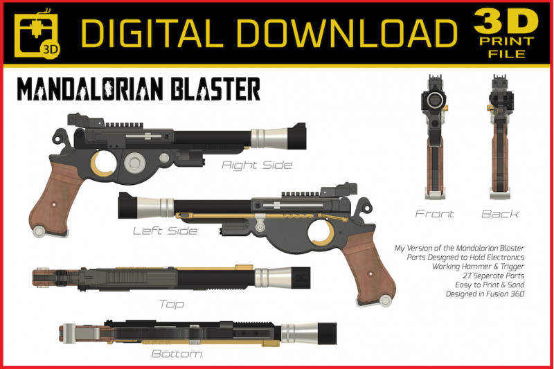 Mandalorian Blaster Pistol STL Files