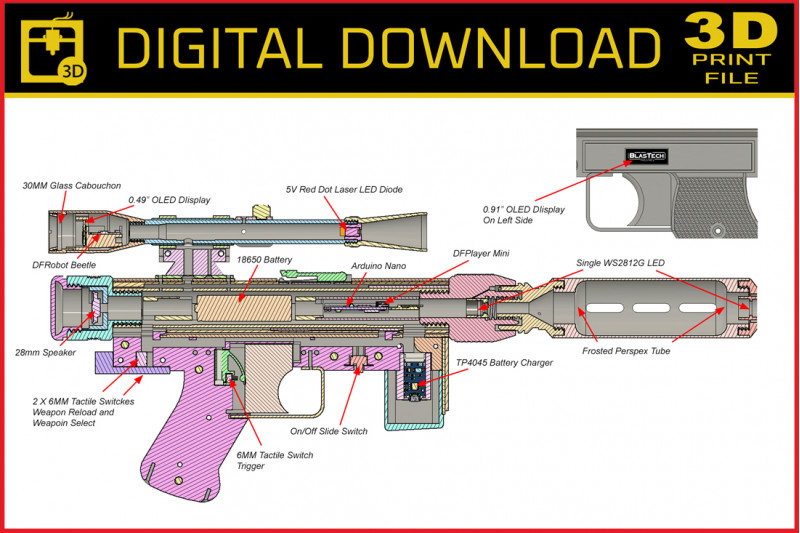 SE-14R Blaster Pistol STL Files